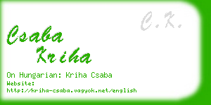 csaba kriha business card